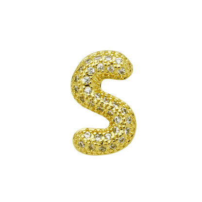 Retro copper bracelet with a letter 'A' charm featuring micro inlaid zircon, shown in a gold finish.