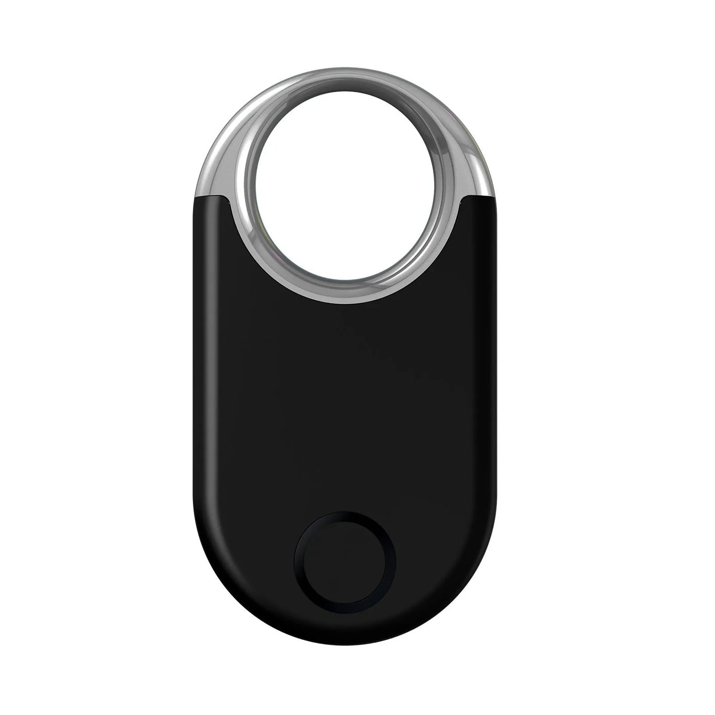 Black and white GPS tracker device showing compact 55mm design for pet and child tracking