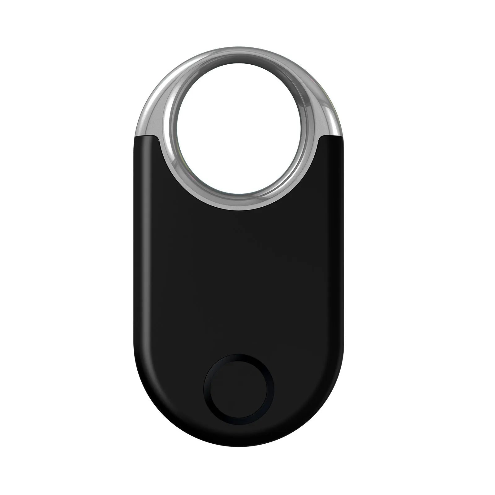 Black and white GPS tracker device showing compact 55mm design for pet and child tracking