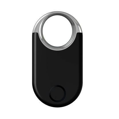 Black and white GPS tracker device showing compact 55mm design for pet and child tracking