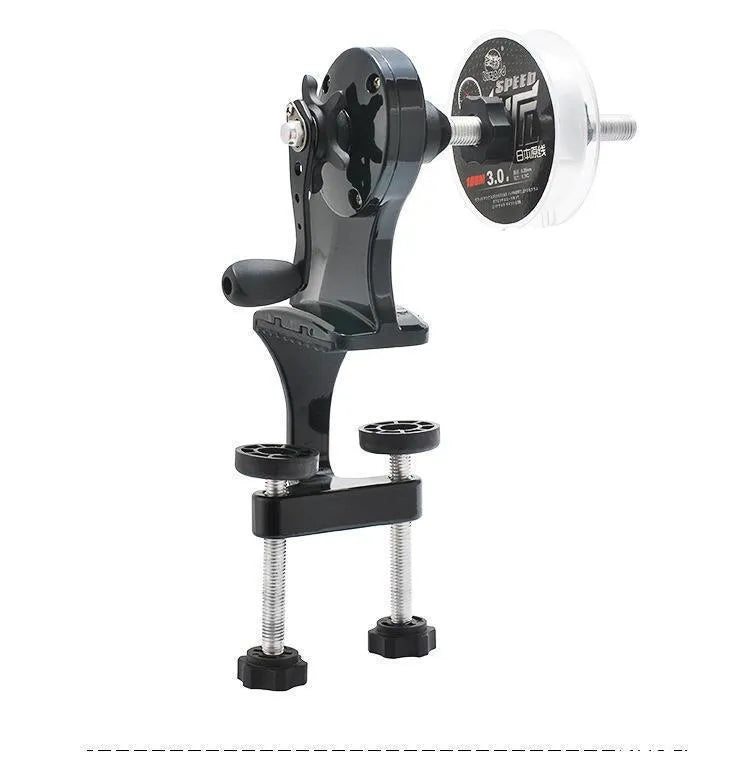 Black fishing line cable winder with extension shaft on composite fibre construction