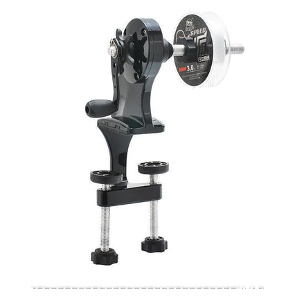 Black fishing line cable winder with extension shaft on composite fibre construction