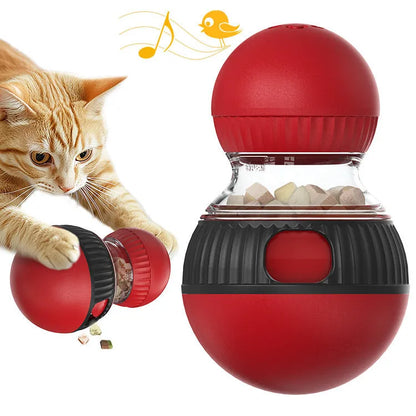 155mm rotating plastic cat toy with sound ball and food dispensing mechanism for interactive play