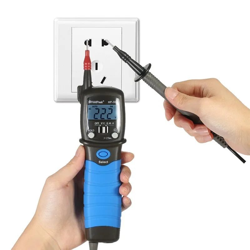 HP-38B digital pen multimeter, 600V multifunctional voltmeter with plastic body, 235 x 54 x 30mm, No7 battery