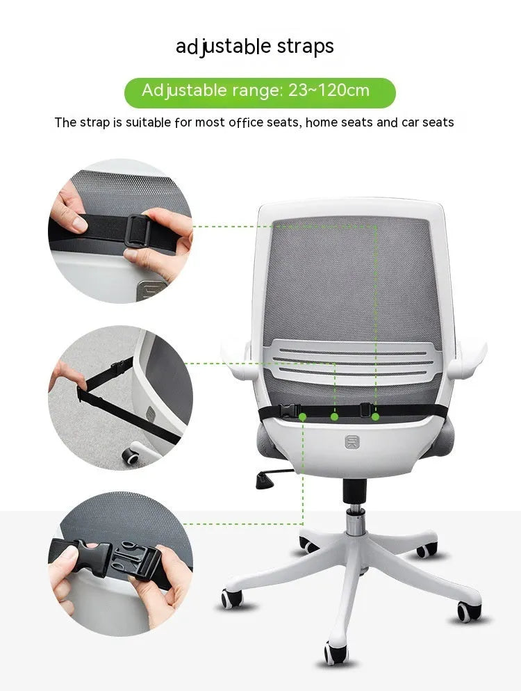 Memory foam car and office chair cushion with fixed strap in solid colour options