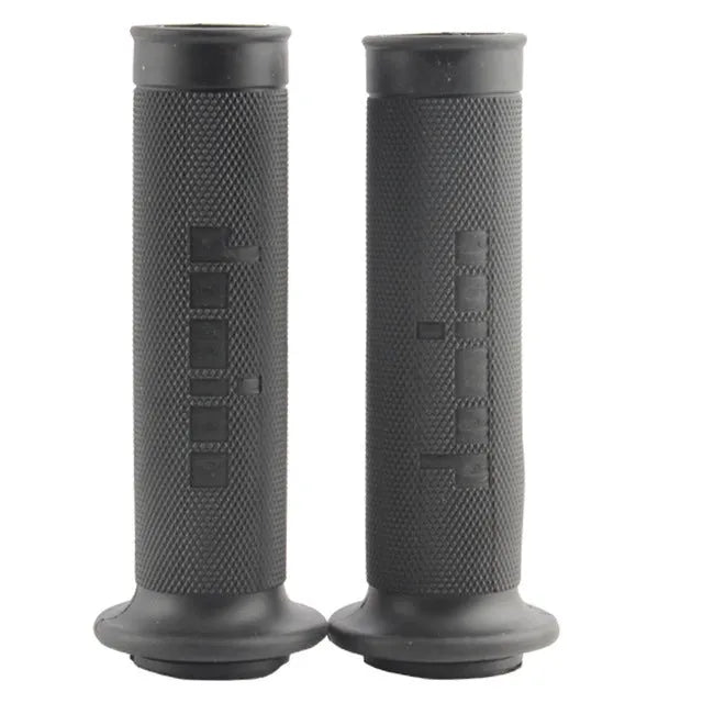 Pair of non-slip rubber motorcycle handle grips for 22mm or 24mm bars in multiple colour options.