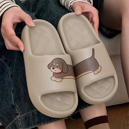 Pair of thickened EVA flip-flop style slippers for couples, shown in Milk White colour.