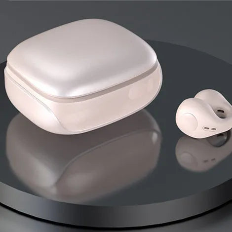 JX80 true wireless bone conduction Bluetooth headset in black colour showing hanging ear design
