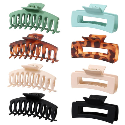A set of six simple rose red plastic hair clips with a frosted grip, shown inside a clear OPP bag.