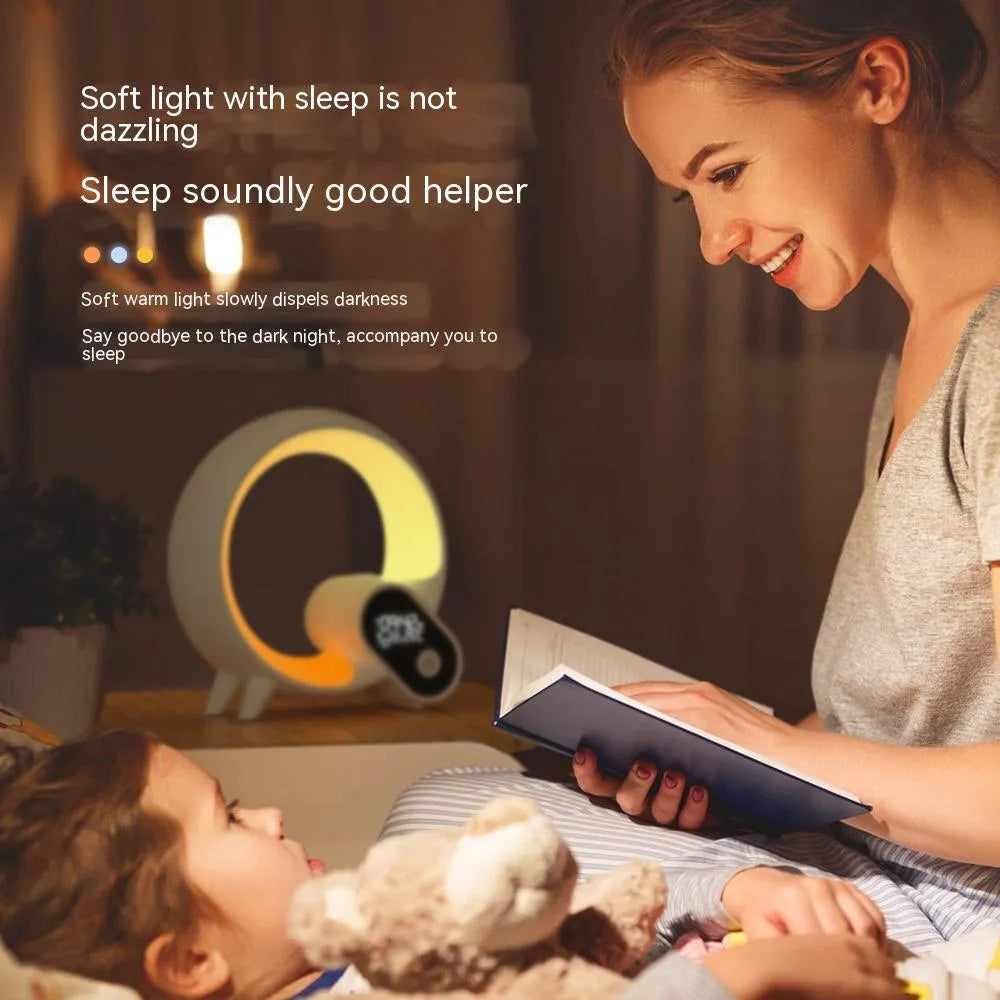 Q Light digital alarm clock with colourful atmospheric lighting and Bluetooth connectivity