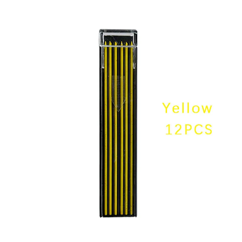 Boxed mechanical pencil replacement lead in nine colours including rainbow style, 12 pieces per pack