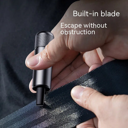 Aluminium alloy car safety hammer with steel tip for breaking glass and cutting seat belts