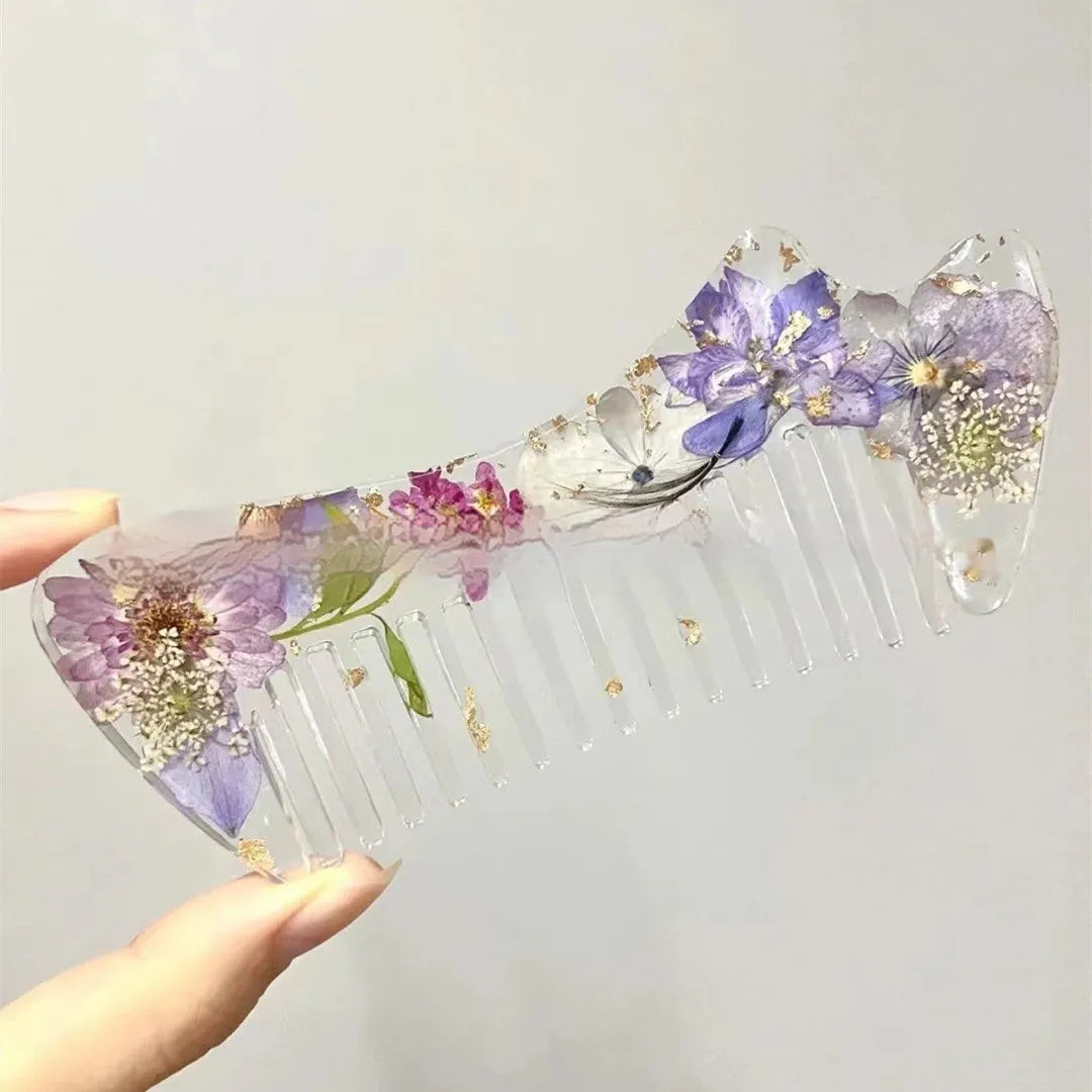 Mirrored glossy resin hair comb in three colour options, measuring under 10cm