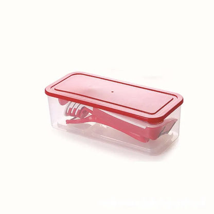 Red collapsible stainless steel kitchen grater shown open and folded flat for storage