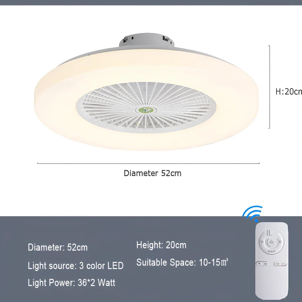 58cm European style overhead fan lamp with metal blades, acrylic shade, and remote for quiet air purification in living rooms