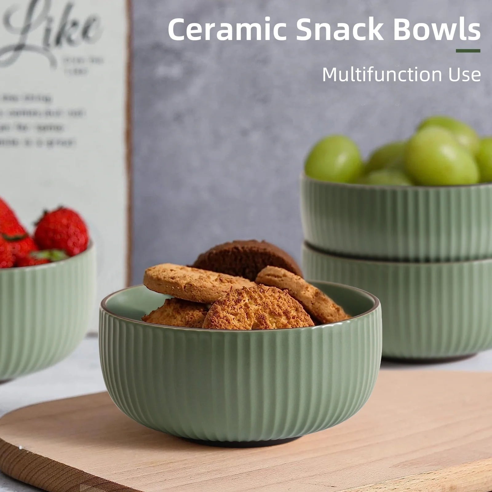 Set of 4 elegant ceramic bowls, perfect for any kitchen, microwave and oven safe