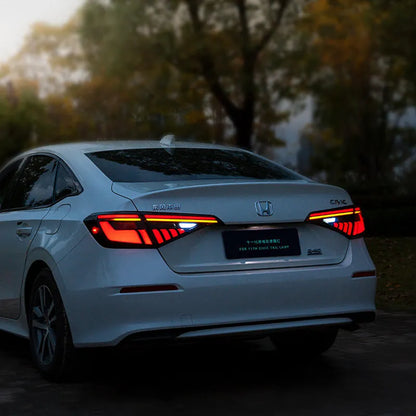 11th generation Honda Civic LED taillight assembly with sequential turn signals in black and red colour option