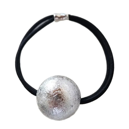 Resin ball hair band with electroplated gold finish, round head rope style design