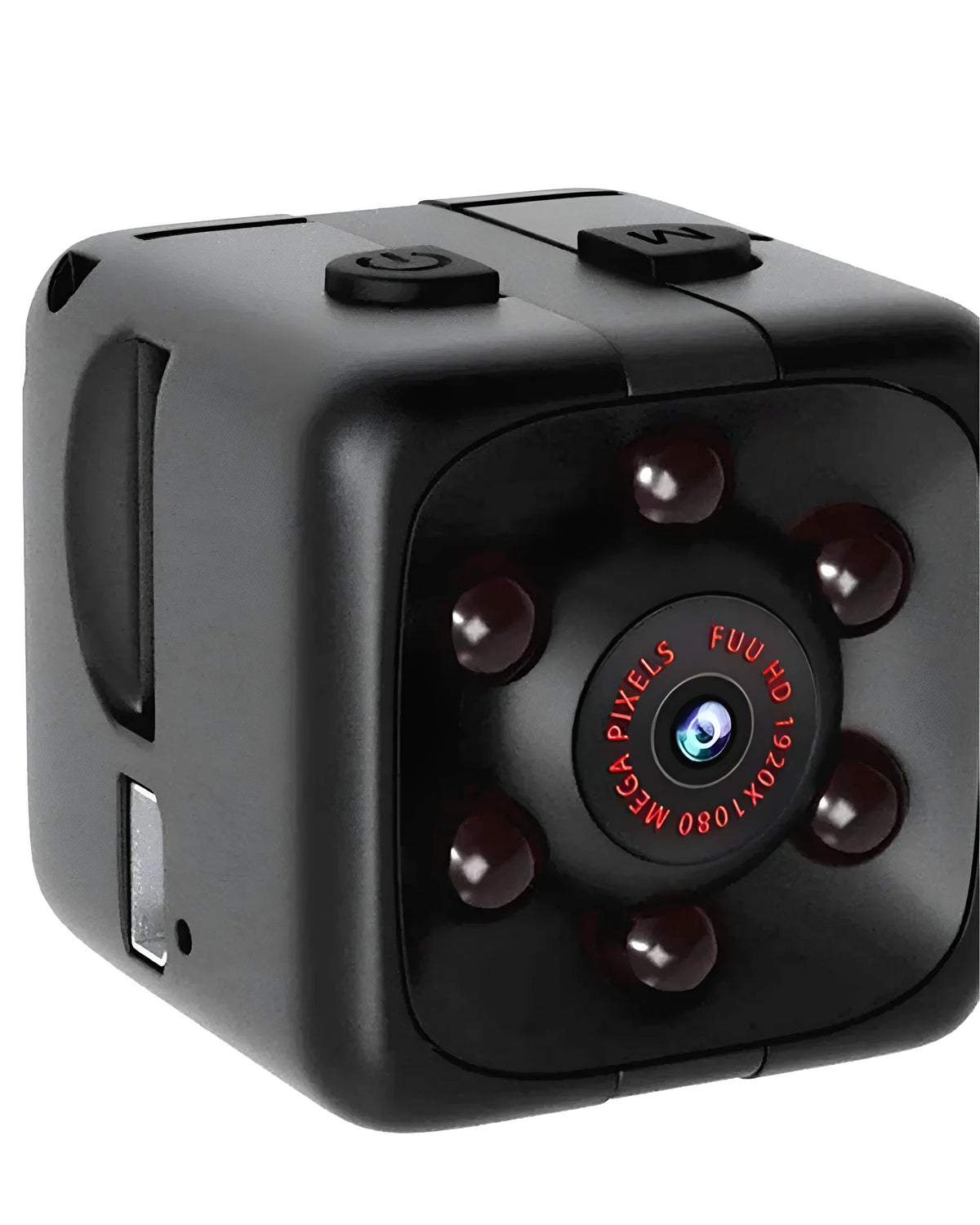 Black 1080P infrared night vision dash cam with USB cable