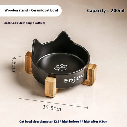 Porcelain cat bowl with cat ear design in 2-in-1 configuration for food and water