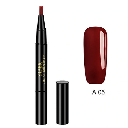 3-in-1 Gel Nail Varnish Pen with Glitter for One-Step Nail Art