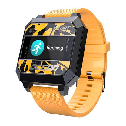 Smart sports watch with 0.96 inch touch screen, silicone strap, PC ABS case, available in black green orange