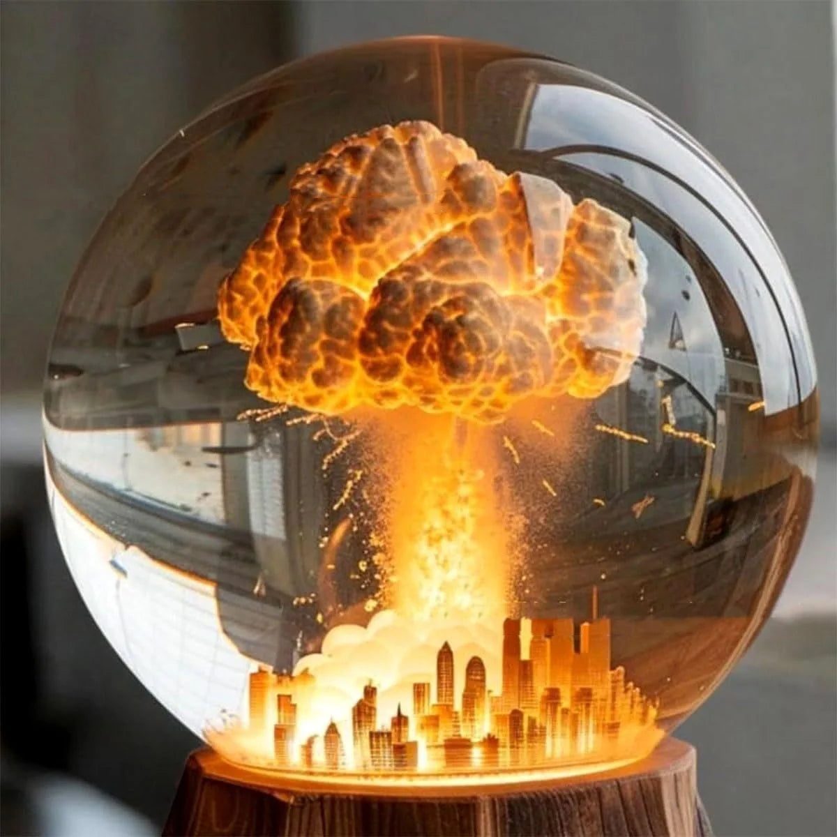Unique 3D mushroom cloud atomic bomb explosion lamp with soft LED lighting