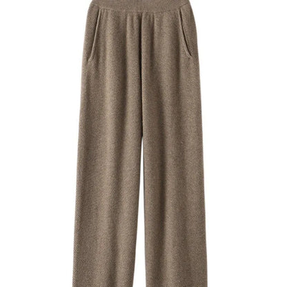 Women's cashmere fabric leggings in five colours showing stitching construction and thick material