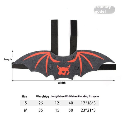 Halloween costume for a cat featuring batwing sleeves, made from felt, in orange pumpkin bat design.