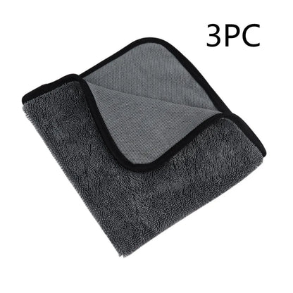 Grey square microfiber car wash towel for drying vehicles, 40cm by 40cm.