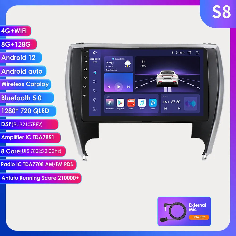 10-inch car navigator and MP5 all-in-one unit for Toyota Camry 2015 dashboard.