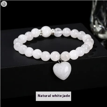 Handmade natural crystal bracelet with tigereye, aventurine, pink crystal, white jade and unakite stones