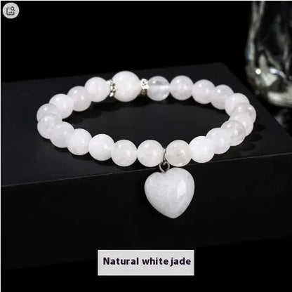Handmade natural crystal bracelet with tigereye, aventurine, pink crystal, white jade and unakite stones