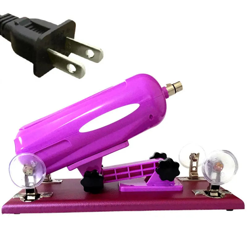 Women's purple automatic telescopic thrusting sex tool made from PVC measuring 37cm