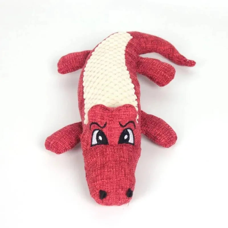 Blue corn grid plush toy for pets with biting sound function next to green and red versions.