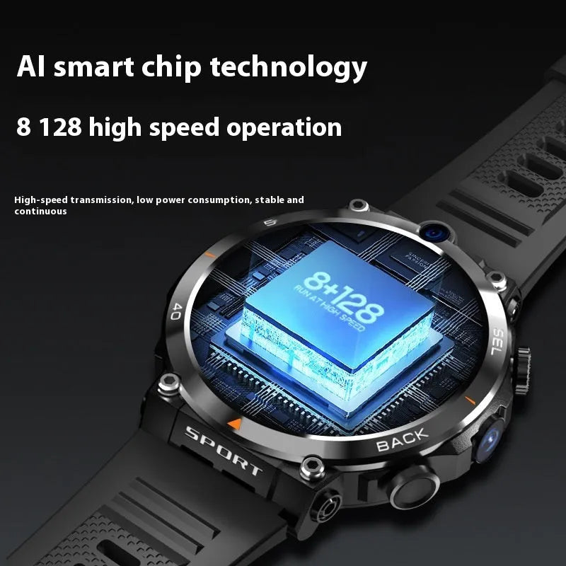 Dual camera sports smartwatch with touch screen, heart rate monitoring and NFC functionality