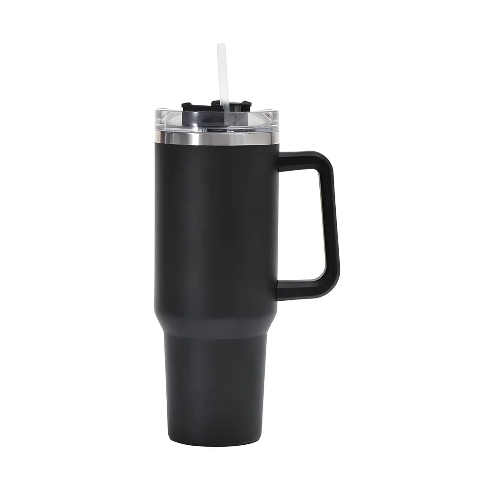 304 stainless steel vacuum cup with double-wall insulation showing 40oz capacity and 26cm height dimensions