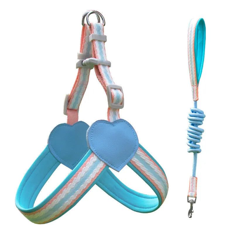 Nylon dog walking chest strap and lead set in Emerald Green with 1.5 metre rope