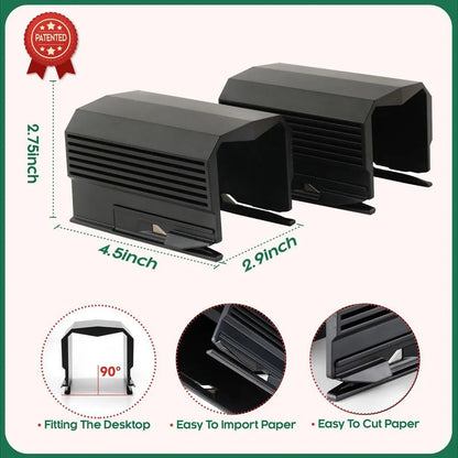 Plastic roll paper cutter in black, red, or green colours with injection-moulded construction