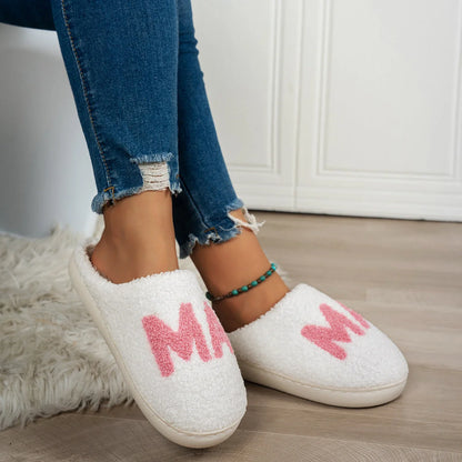 Cosy and comfortable women's Christmas gift slippers with plush cotton upper and thick non-slip sole