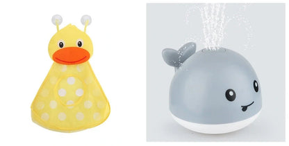 Electric induction whale spray toy for baby bath time with automatic water spray and flashing lights