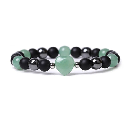 Geometric peach heart stone bracelet with hand-cut craftsmanship in multiple colour variations