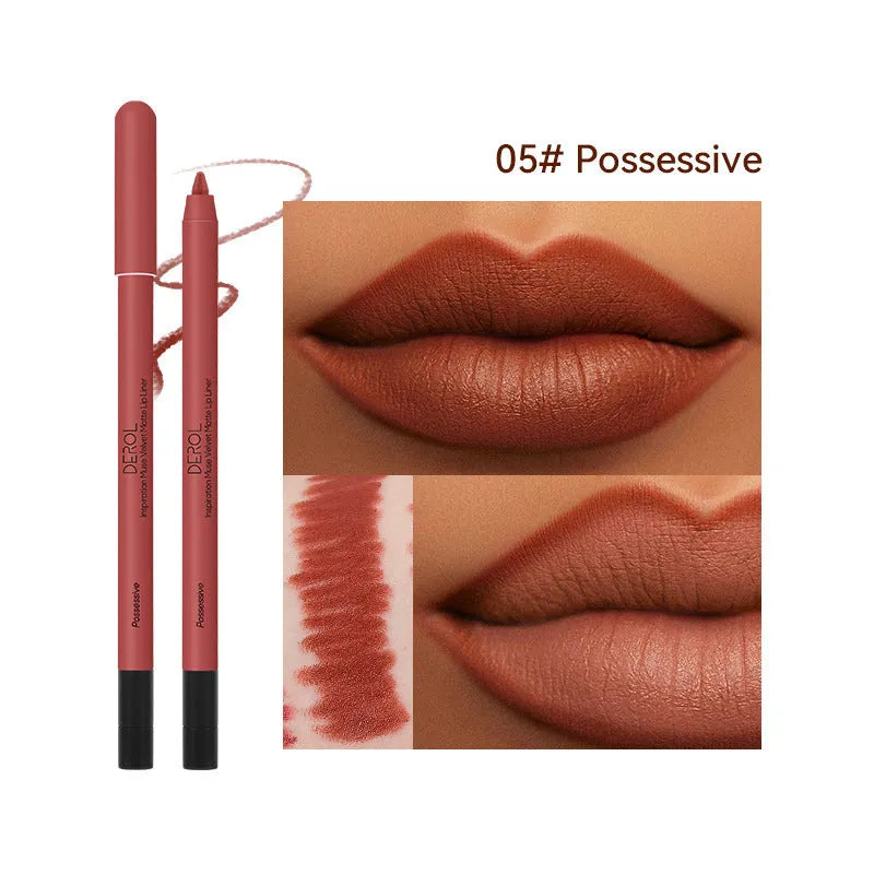 Matte lipstick and lipliner velvet mist, 0.6g, 14.9cm, shown in shades C01 to C08