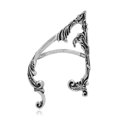 Dark elf no piercing ear clips in silver for gothic style