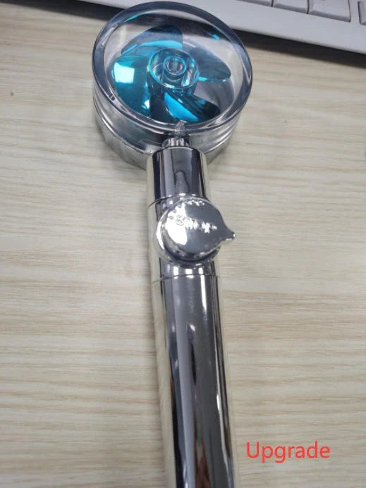 Turbo Propeller Shower Head with 360° fan extension and holder for a luxurious shower experience