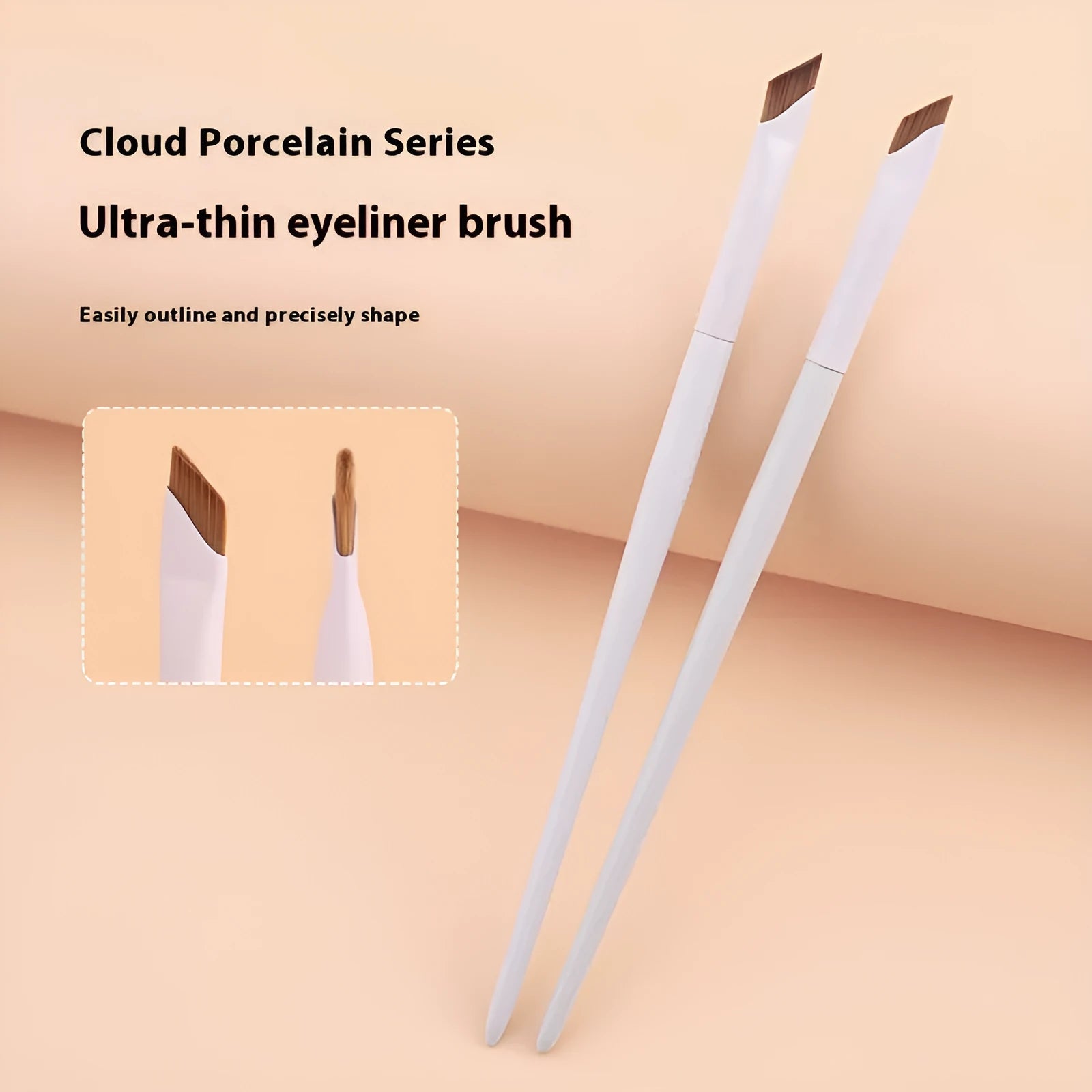 Bevel Fine ultra-thin 0.6mm flat blade eyeliner brush in cloud porcelain colour