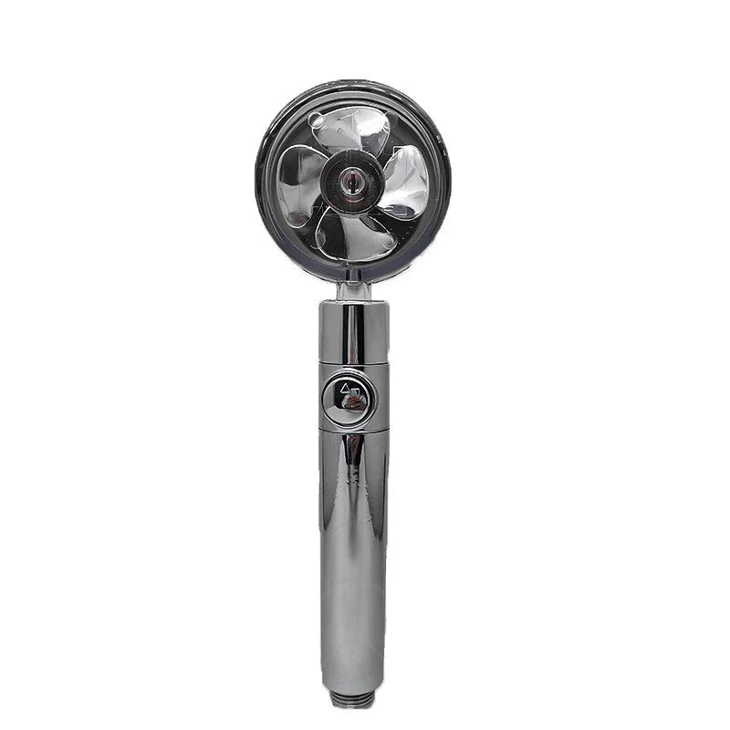360° Rotating Shower Head with Built-In Fan - Premium ABS Plastic Construction, Water-Saving High-Pressure Spray
