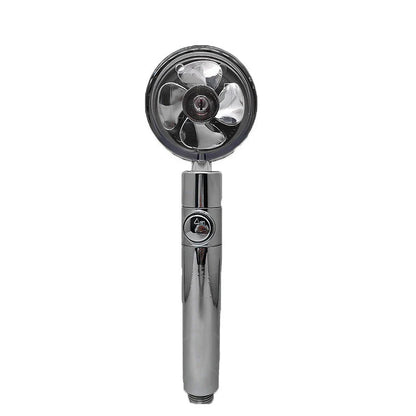 360° Rotating Shower Head with Built-In Fan - Premium ABS Plastic Construction, Water-Saving High-Pressure Spray