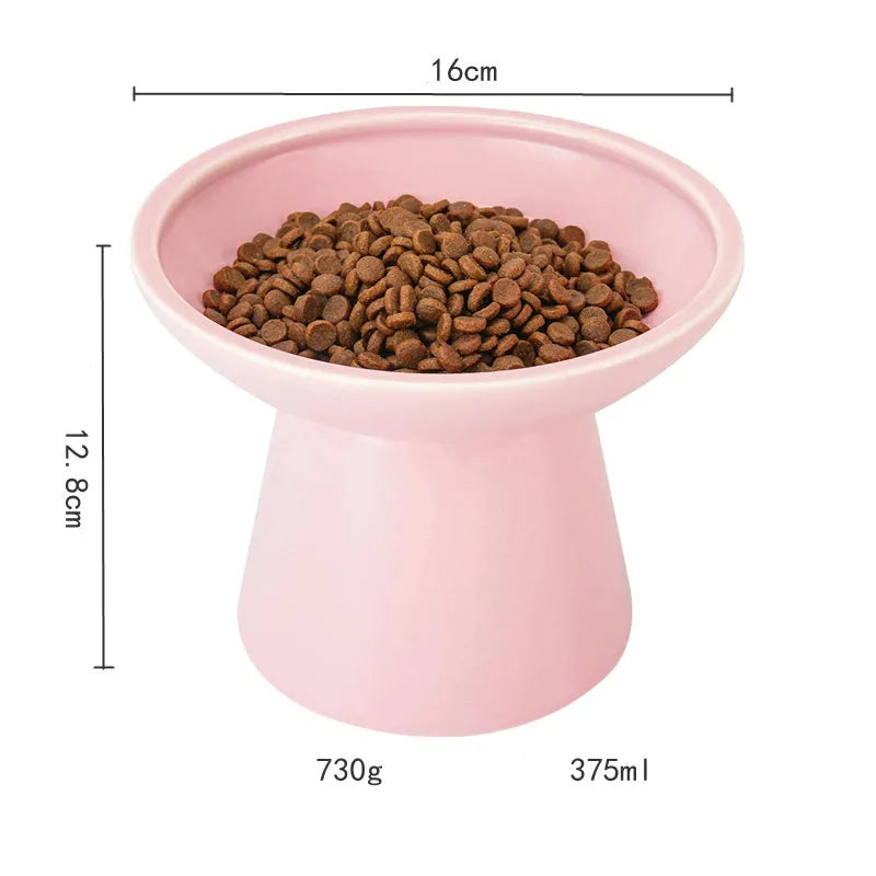 16cm extra wide elevated lead-free ceramic cat bowl for food and water