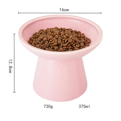 16cm extra wide elevated lead-free ceramic cat bowl for food and water